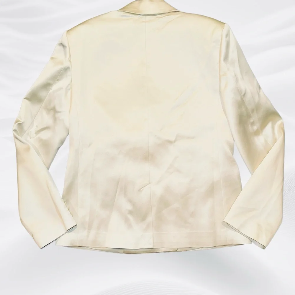 NWT Helsa Heavy Satin Double Breast Blazer‎ In Bone/Ivory Size XS Oversized